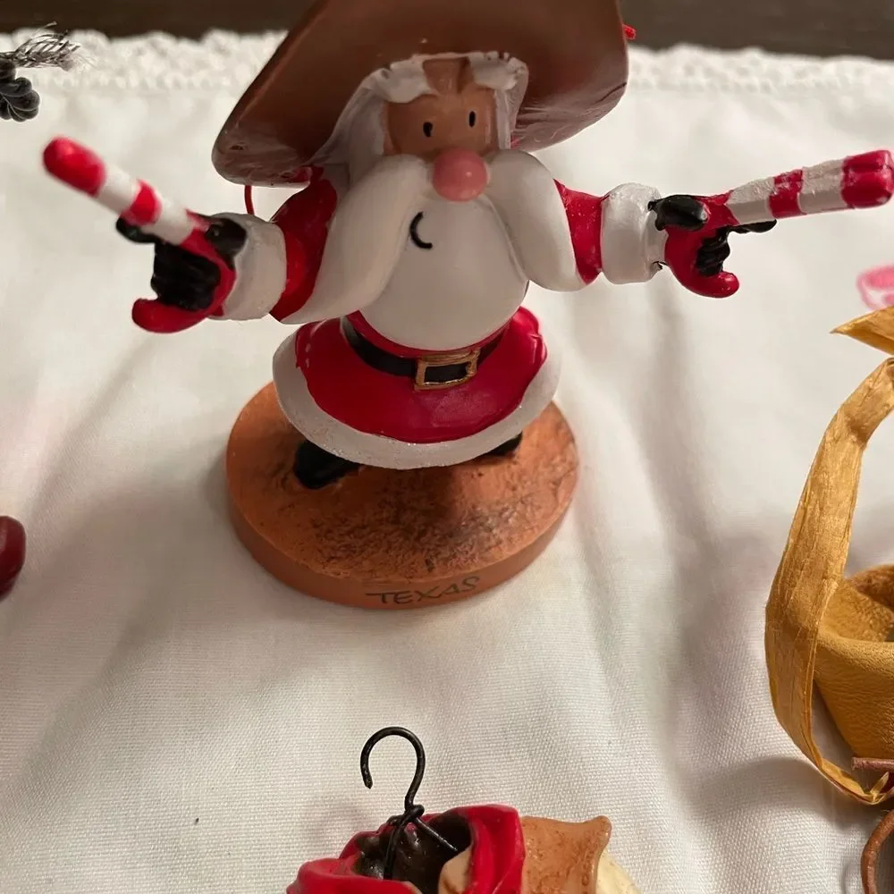 Santa Cowboy Themed Ornaments and Figures
